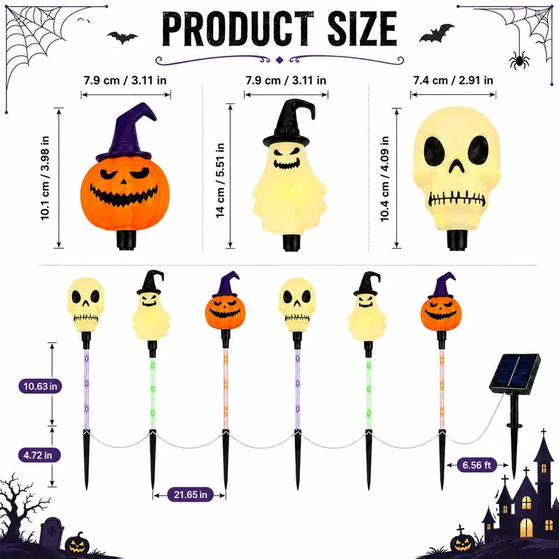 π Solar Halloween Stake Lights β Pumpkin Ghost Skull 6PCS & Retro Skull 5PCS