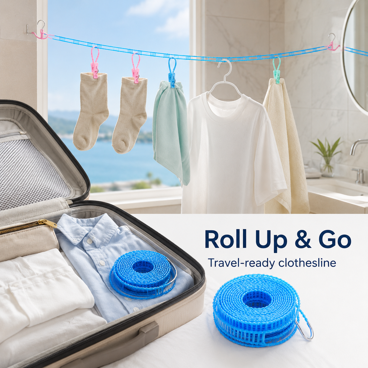 π¬οΈ Portable Windproof Clothesline β Anti-Slip Drying Rope for Travel, Balcony & Small Spaces