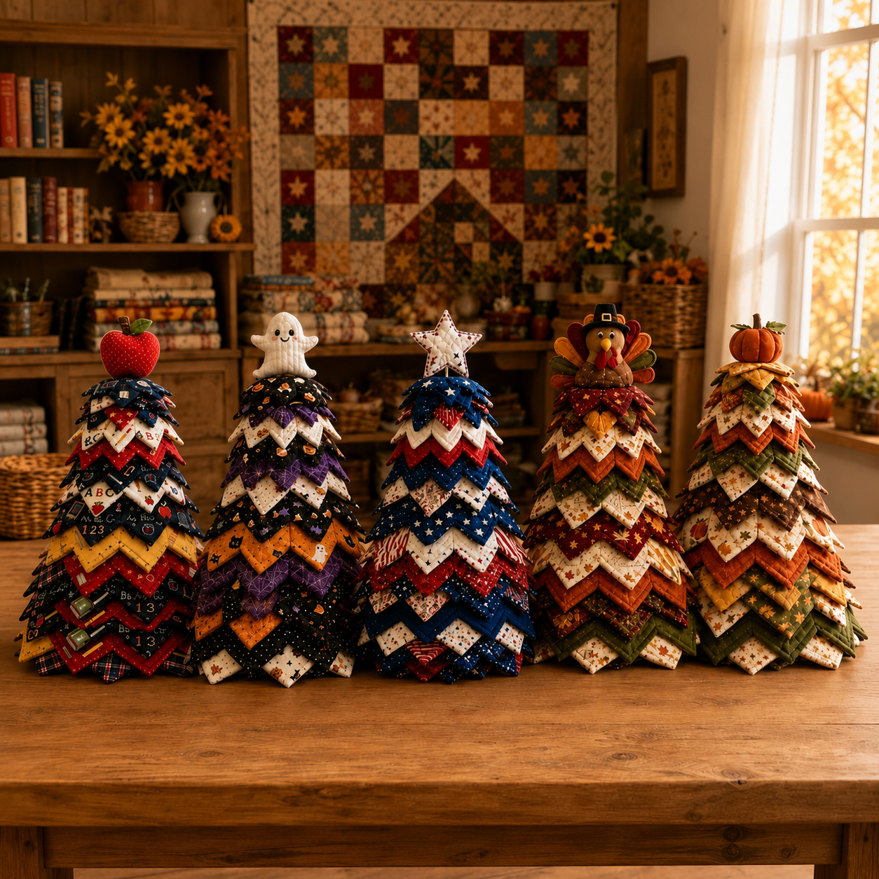 🔥LAST DAY 50% OFF - 🎄 Layered Fabric Tree Quilt Kit for DIY Seasonal Decor 🧵