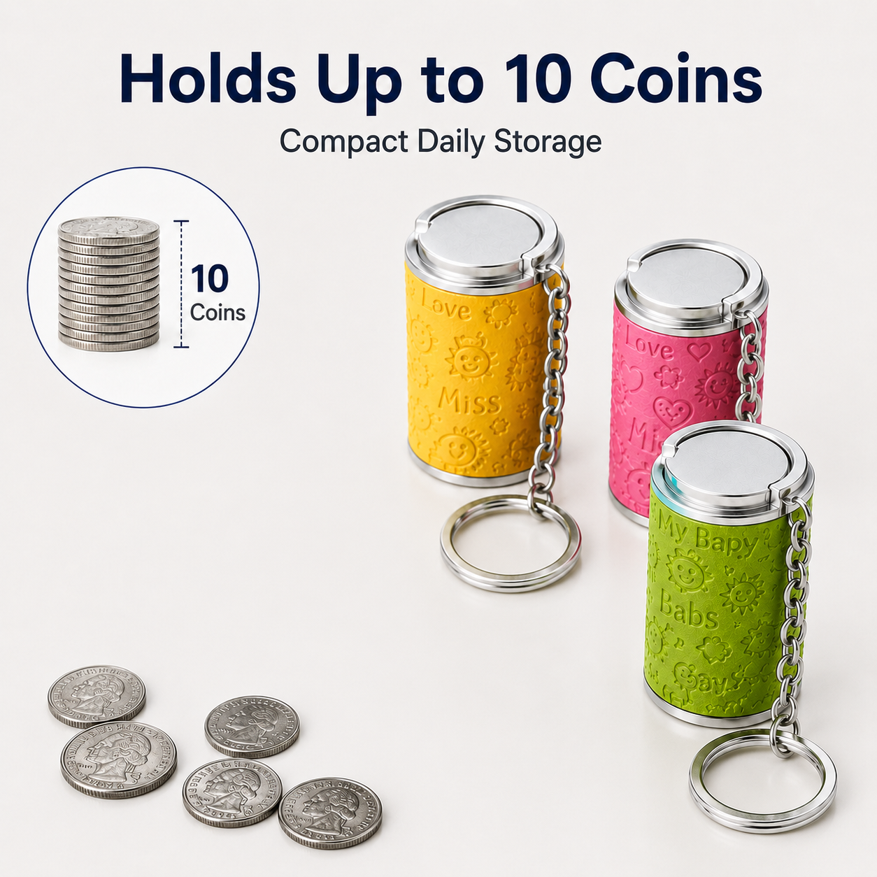 πͺ Never Lose Your Coins Again! Mini Coin Storage Keychain ππΌ