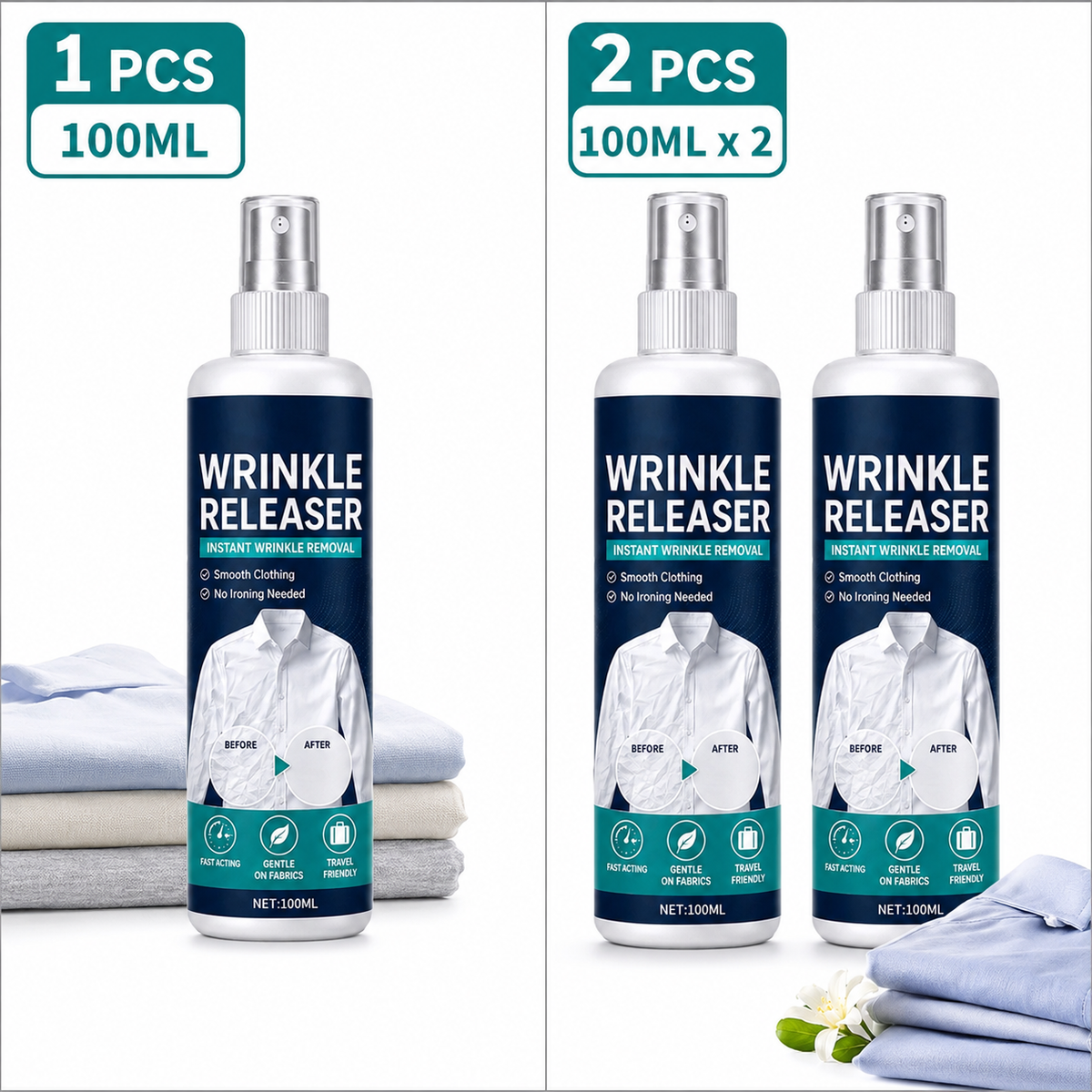 ⏰ LAST DAY: 49% OFF! 👔 Instant Wrinkle Releaser & Anti-Static Spray – No Iron Needed ✨
