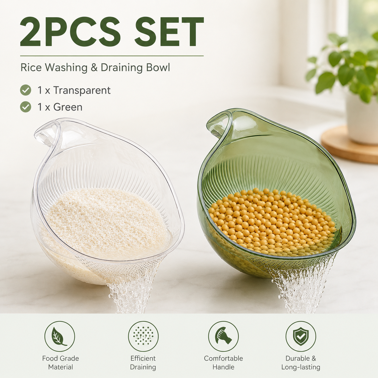 ✨All-in-One Kitchen Strainer – Wash Rice, Fruits & Veggies in Seconds 💧🥗🍚