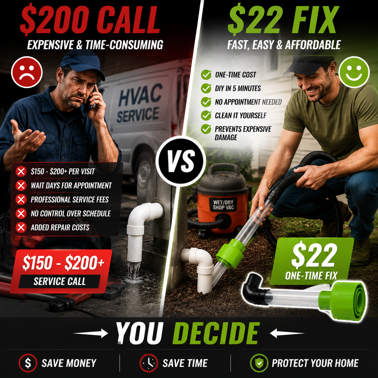 ❄️⚡Universal AC Drain Line Cleaner Adapter – Clears Clogs Fast