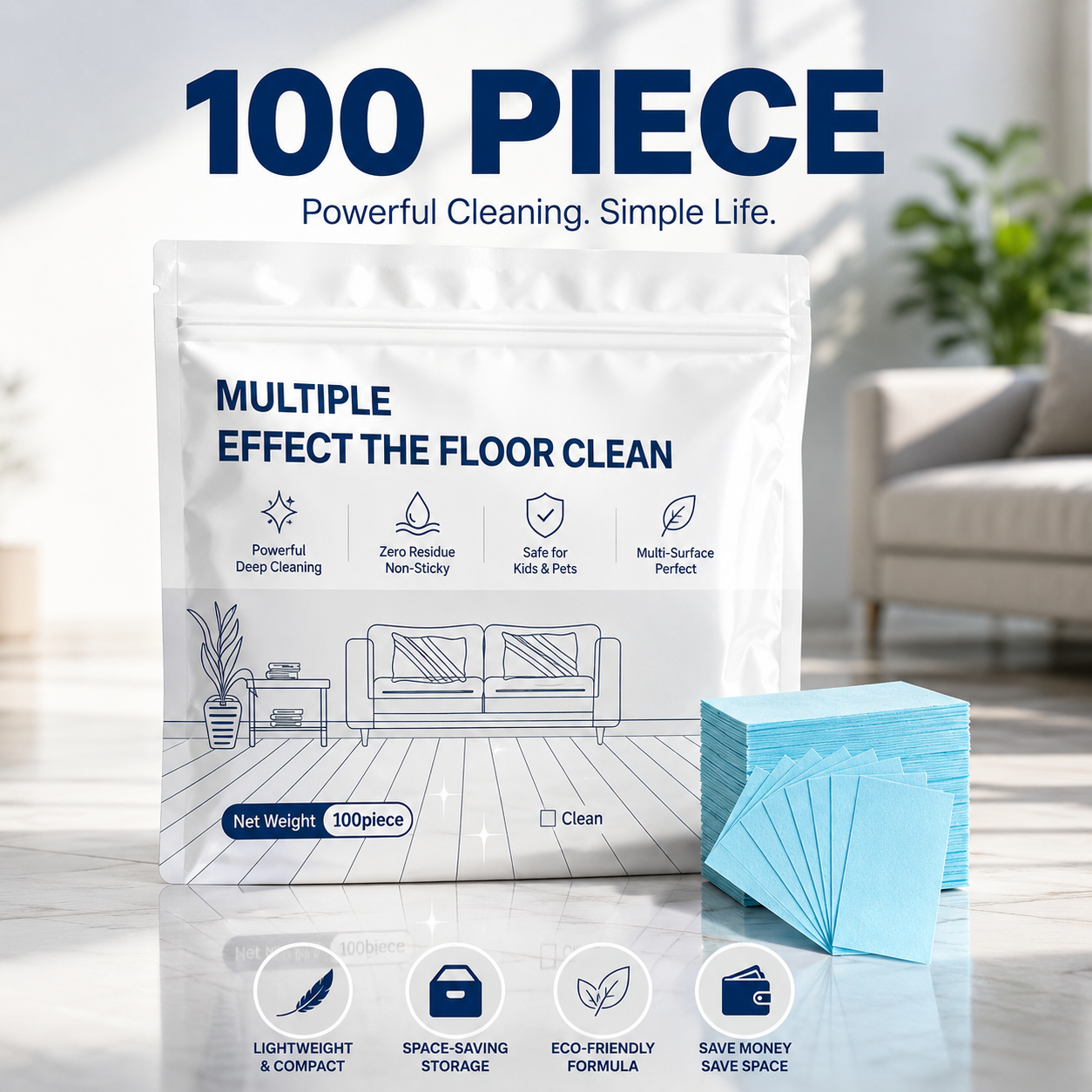 ✨ 100pcs Multi-Surface Floor Cleaning Tabs - Deep Clean & Shine 🧼