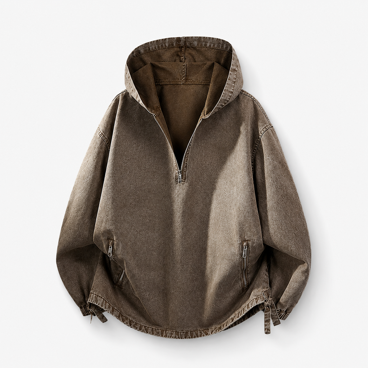 🧥 100% Cotton Vintage Washed Half-Zip Hoodie – Relaxed Fit Pullover ✨