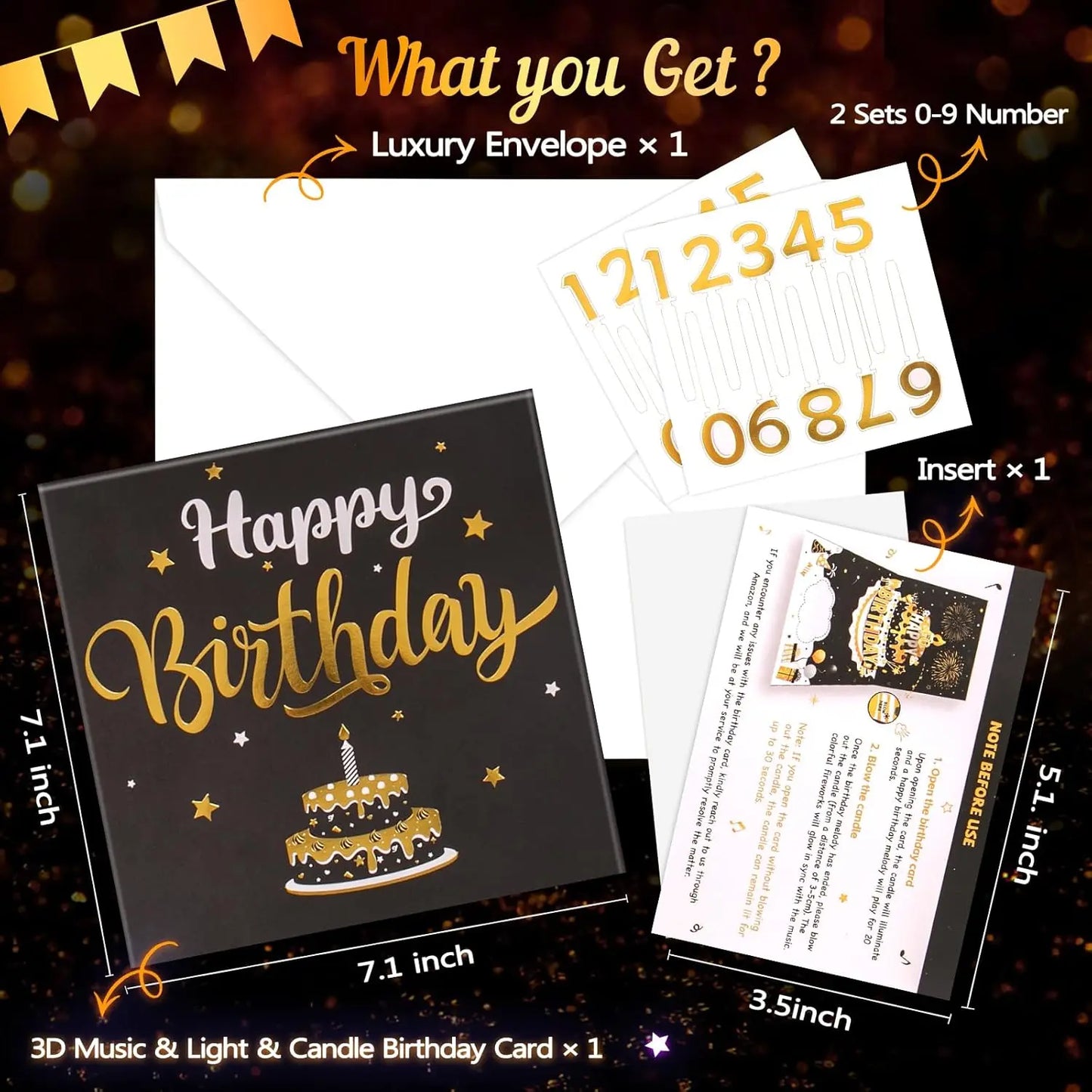 INPHER DIY Age Birthday Card with Music & Lights