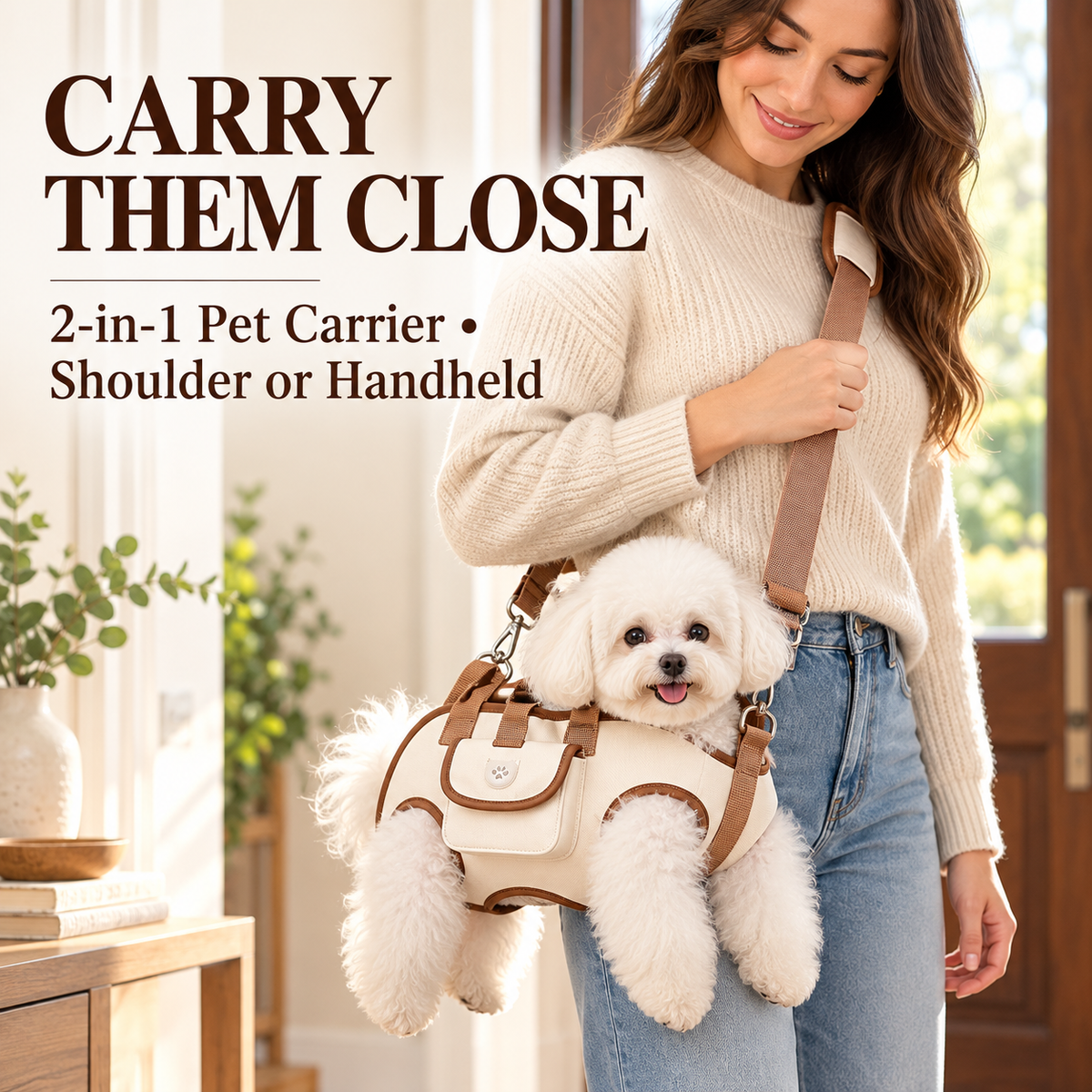 🐾 2-in-1 Pet Carrier – Shoulder & Handheld 🛒