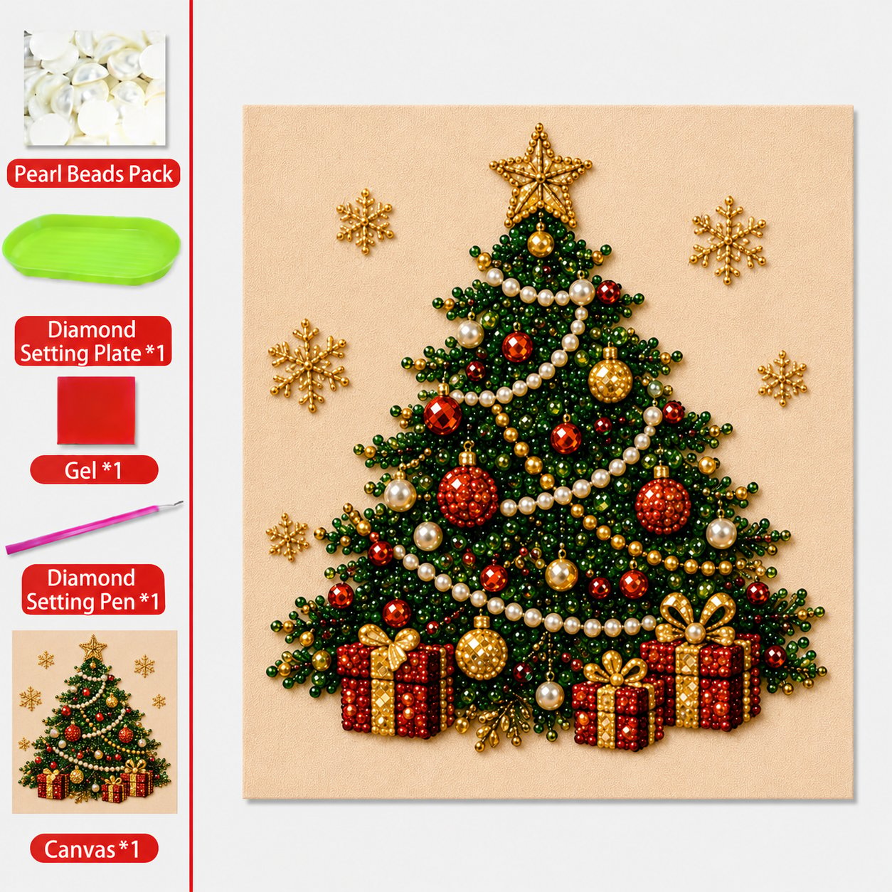 π DIY Christmas Pearl Diamond Painting Art Kit | Holiday Craft Decor