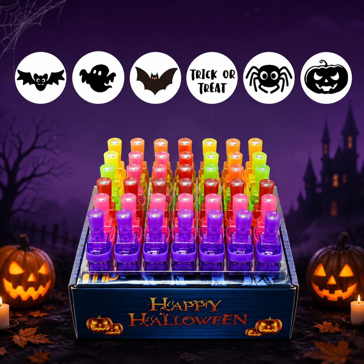 🎃 36-Piece Halloween LED Finger Projection Lights Set for Party Favors 👻