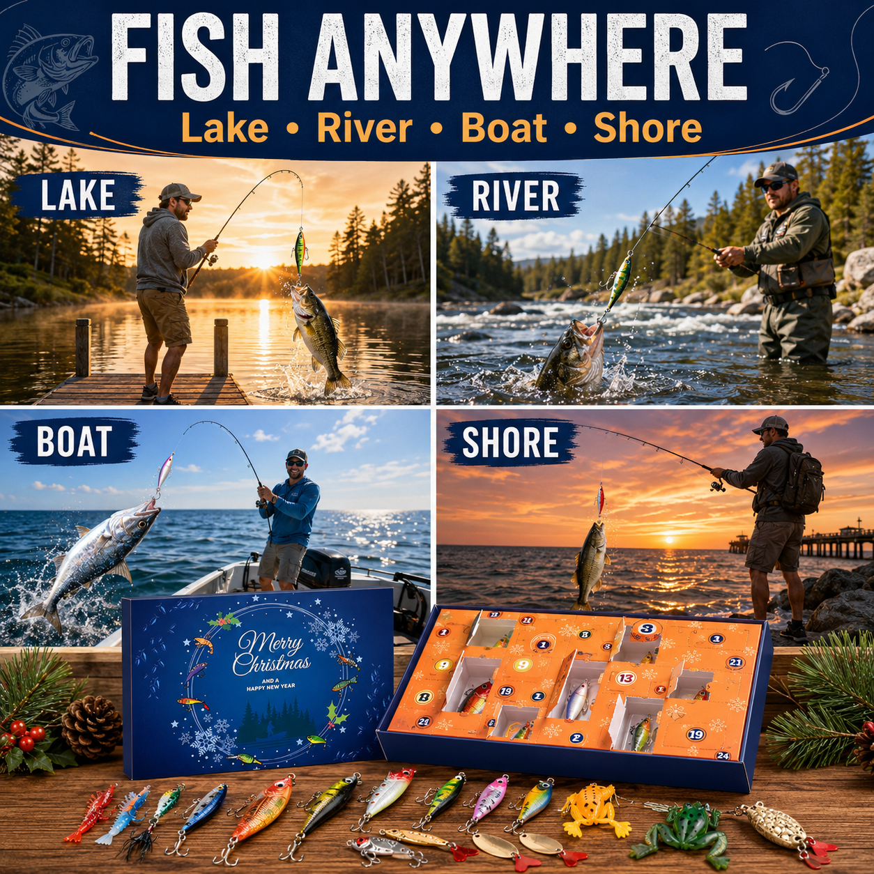 π£ 24-Day Fishing Lure Advent Calendar | Daily Tackle Surprise Box π