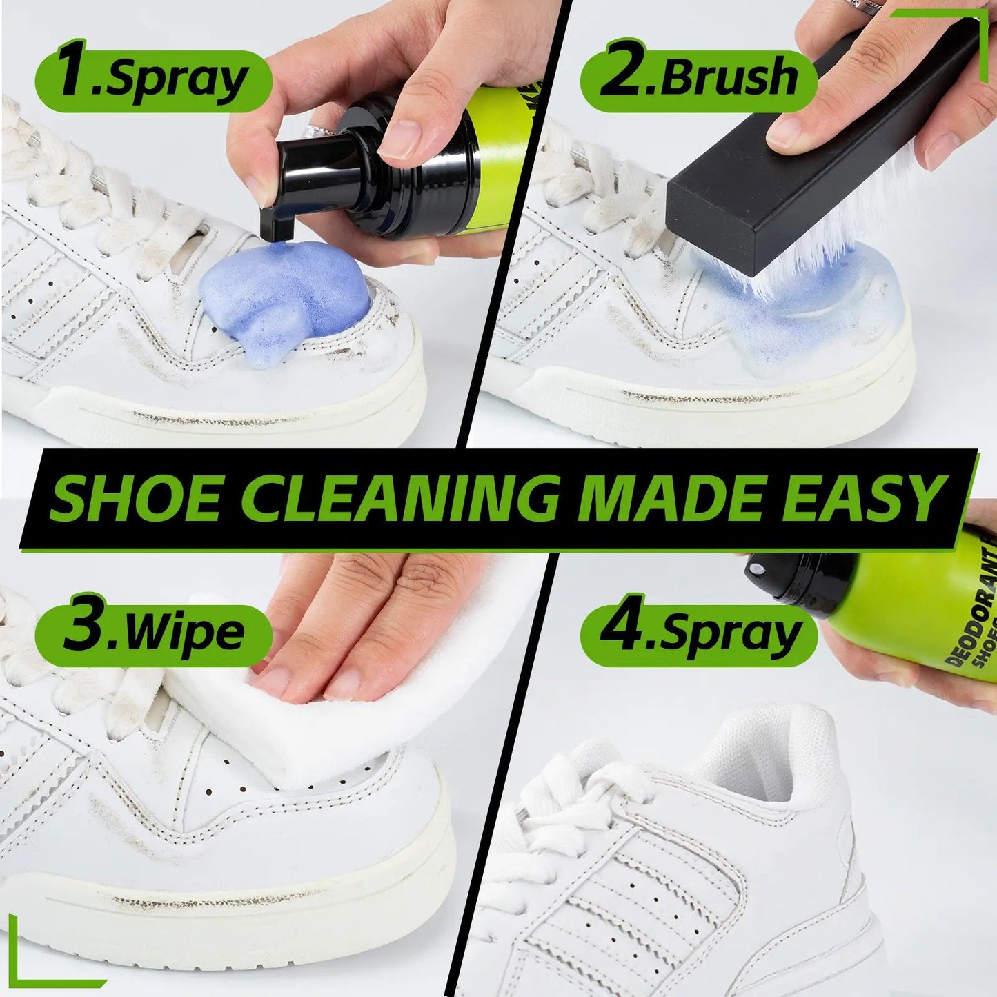 π Foam Shoe Cleaning Kit β Sneaker Cleaner With Brush & Microfiber Towel β¨