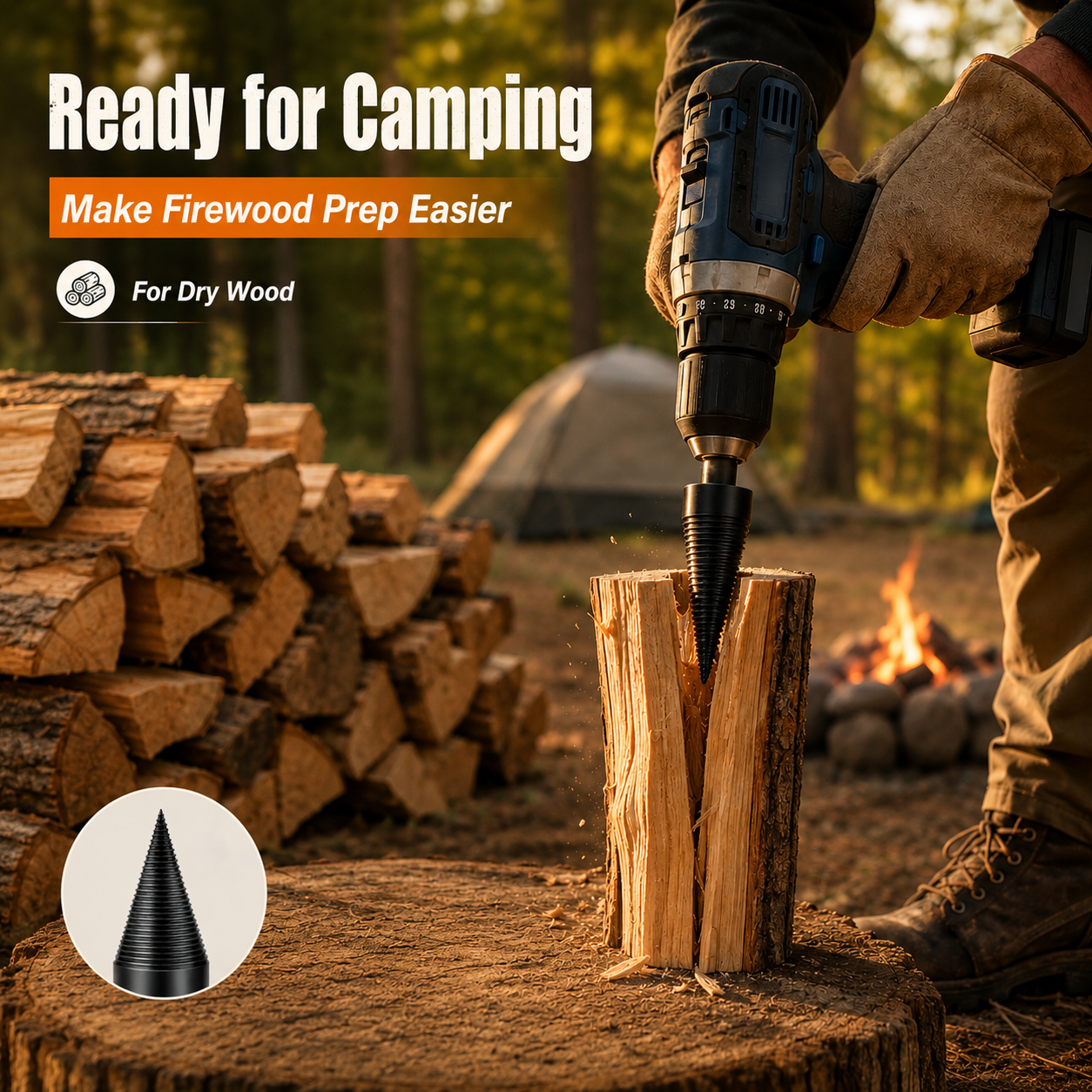🔥 Heavy-Duty Firewood Splitter Drill Bit Set – Split Logs Faster with Less Effort