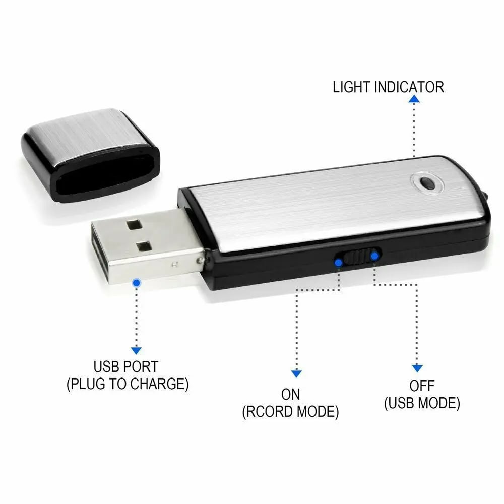 USB Flash Drive Voice Recorder 2-in-1 β Voice Activated, Smart Noise Reduction, Auto File Save