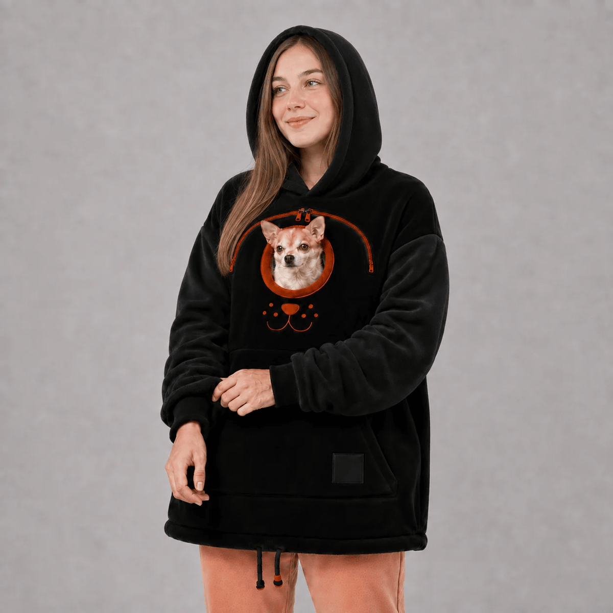 🐾 Pet Carrier Hoodie – Cozy Fleece Pouch for Cats & Small Dogs 🤎