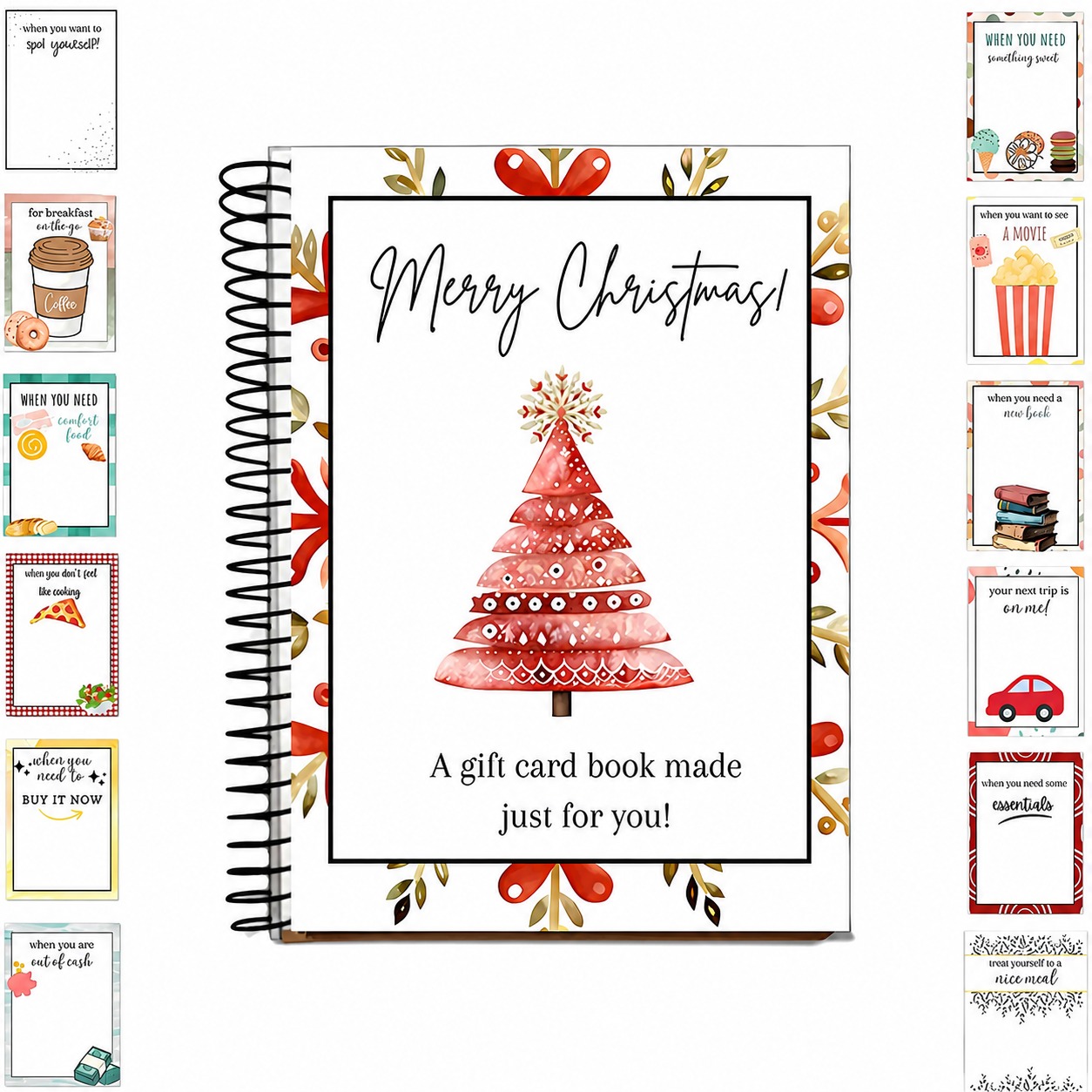 🎄 Spiral-Bound Christmas Gift Card Book with 12 Themed Pages 🎁