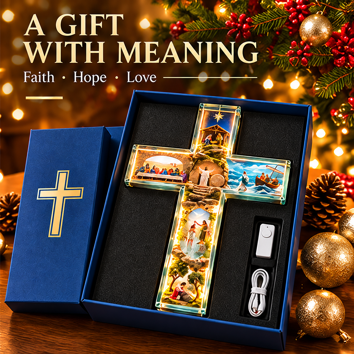 πβοΈ The Story of Jesus LED Cross Lamp β¨ 6 Biblical Scenes & Meaningful Christian Gift