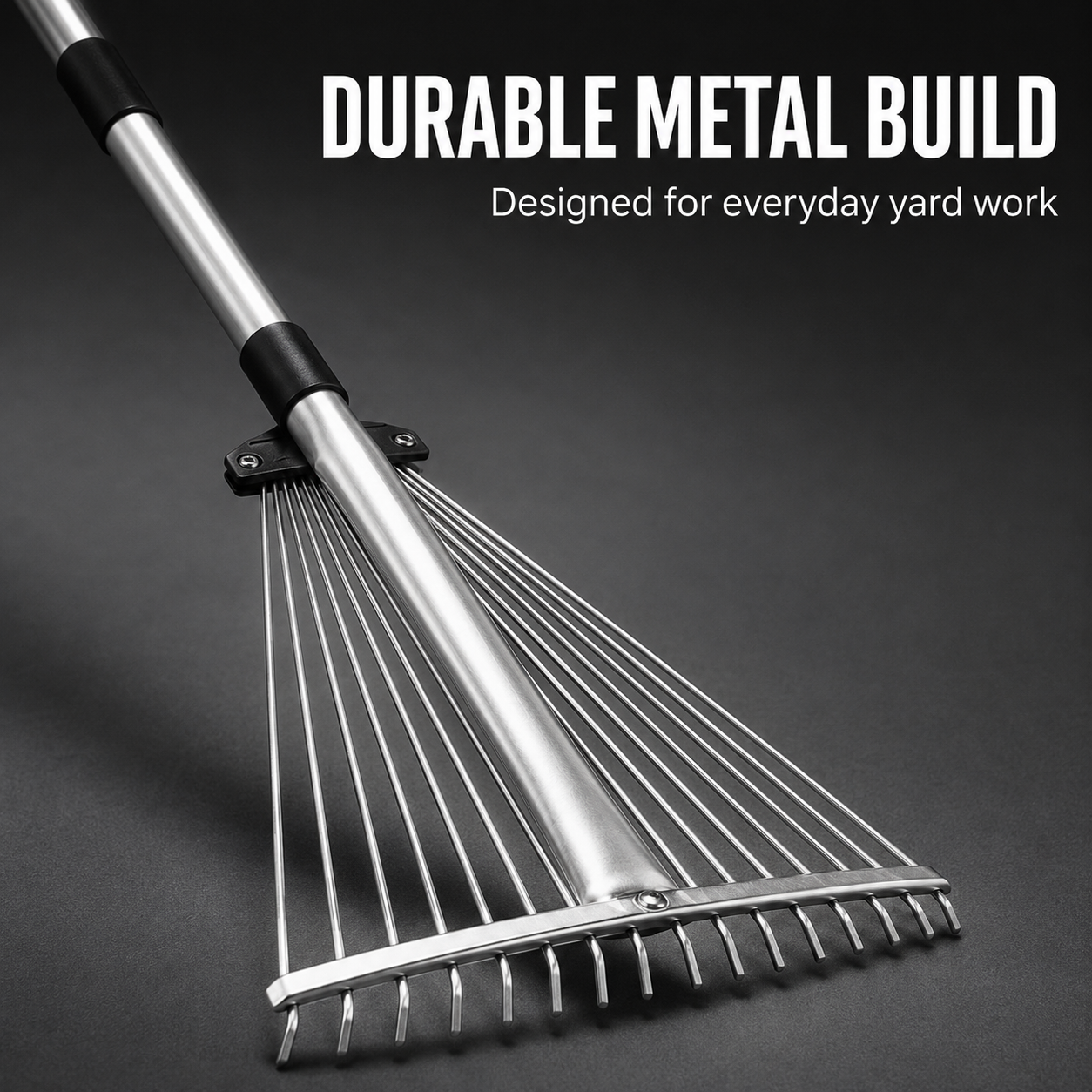 Deciduous Metal Rake for Landscaping and Farming, Telescopic Grass Rake for Home Use