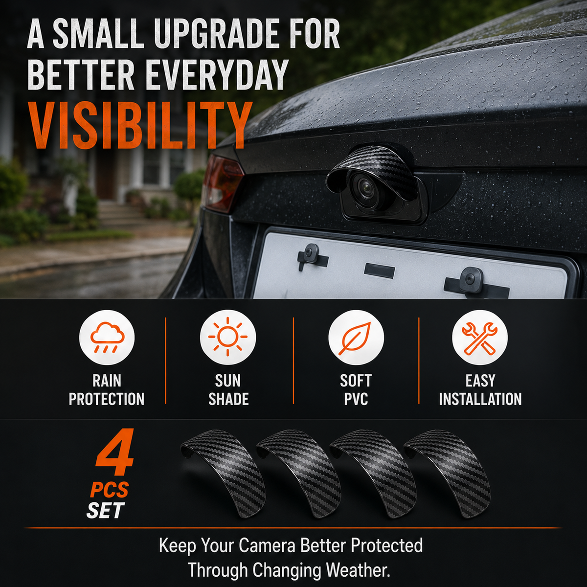 🚗 Universal Vehicle Backup Camera Rain Shield & Sun Visor (4 PCS Set) 🌧️