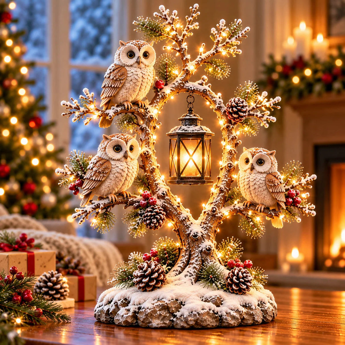 🔥 LAST DAY 50% OFF 🔥🦉✨ Guardians of the Winter Night — Glowing Owl Woodland Lantern