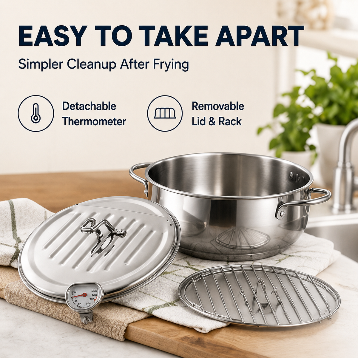 π₯π 304 Stainless Steel Stovetop Deep Fryer Pot β With Thermometer π