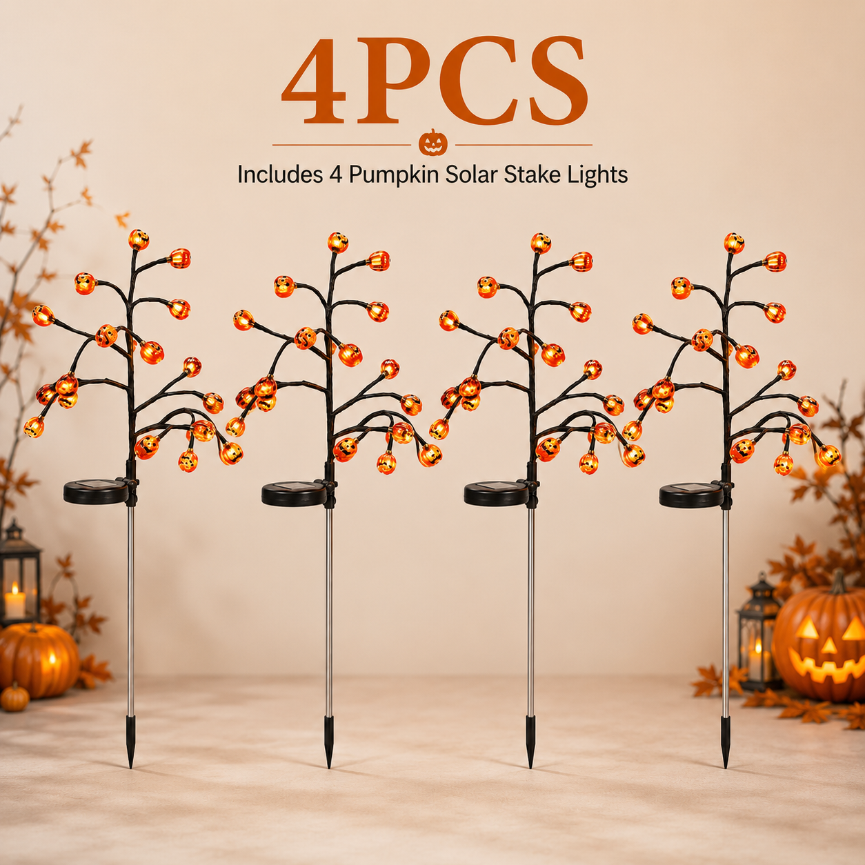 🎃 Solar Halloween Pumpkin Stake Lights (20 LED) ☀️