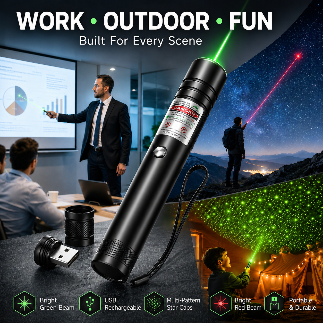 USB Rechargeable Laser Pointer π