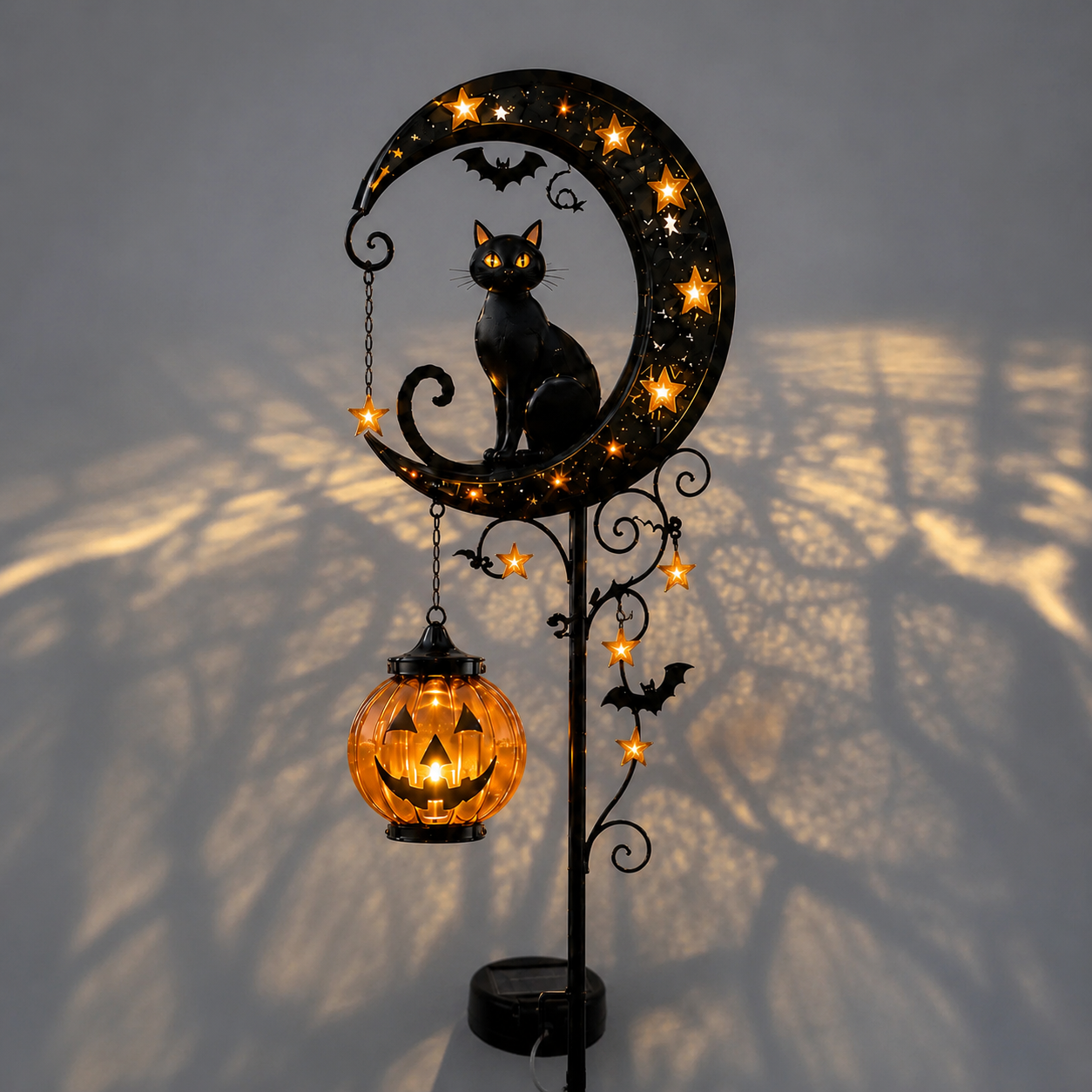 🔥 55% OFF TODAY 👻 Solar Halloween Black Cat & Moon Garden Stake Light 🐈⬛