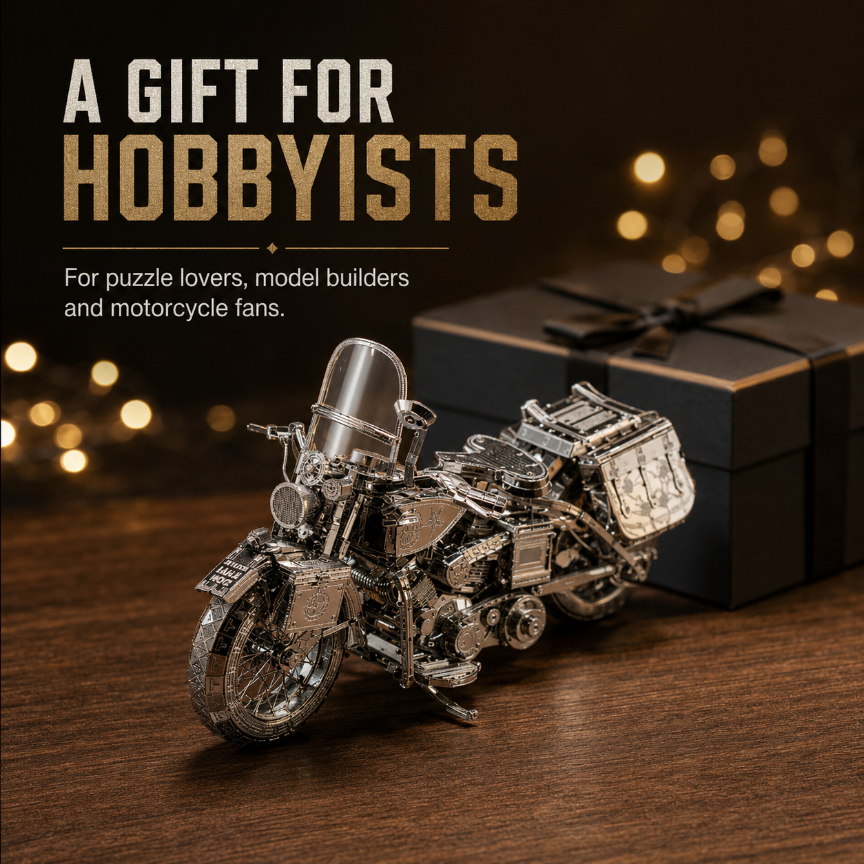 🔥 DIY Silver Motorcycle 3D Metal Model Kit