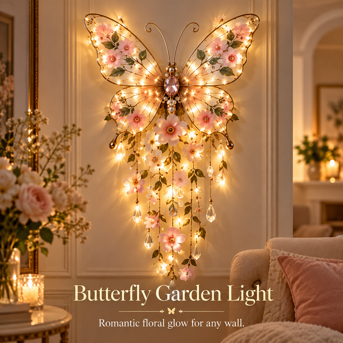 π¦ Butterfly Garden Light β¨ Romantic Floral Glow Wall Decor Gift