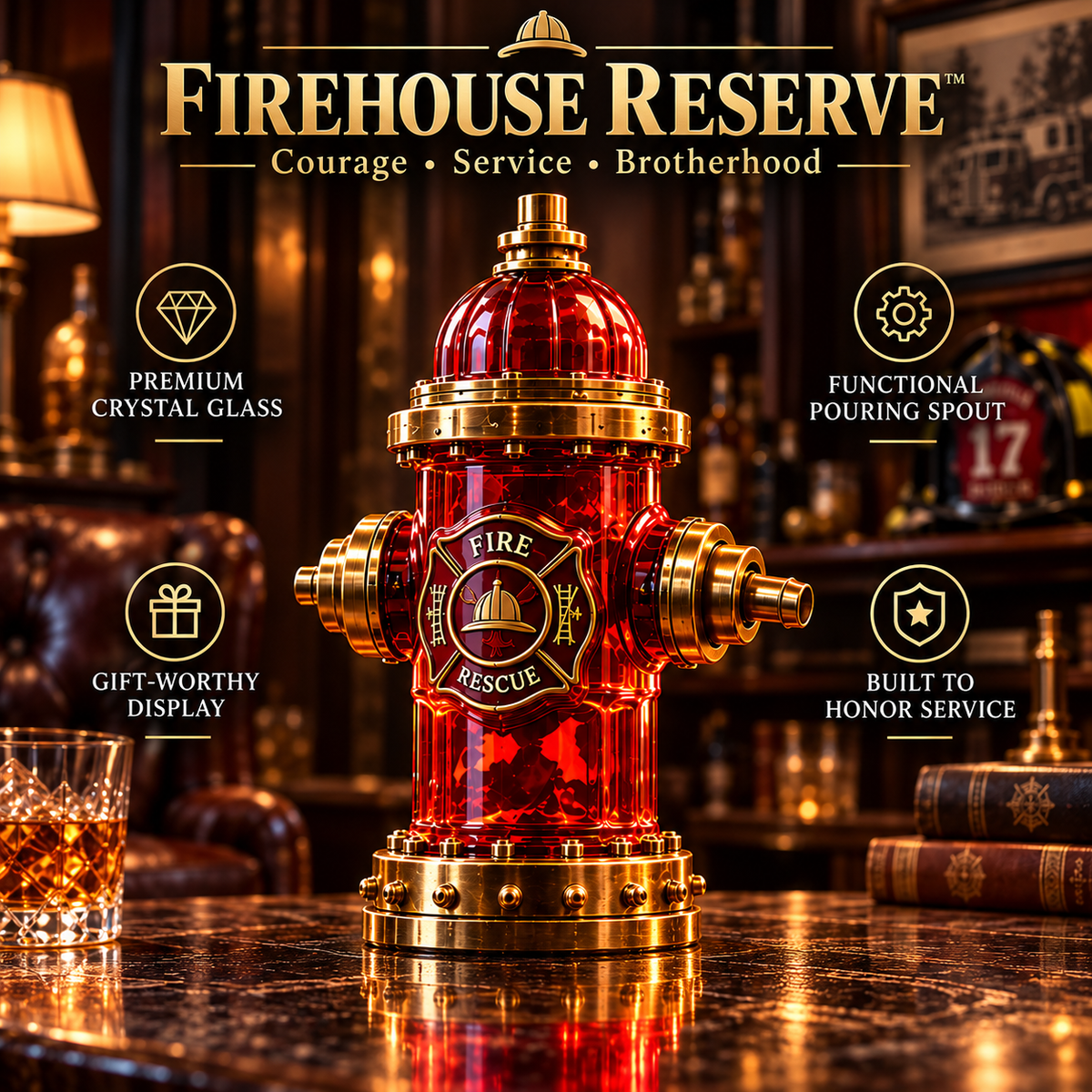 Firehouse Reserveβ’ β Firefighter Tribute Whiskey Decanter