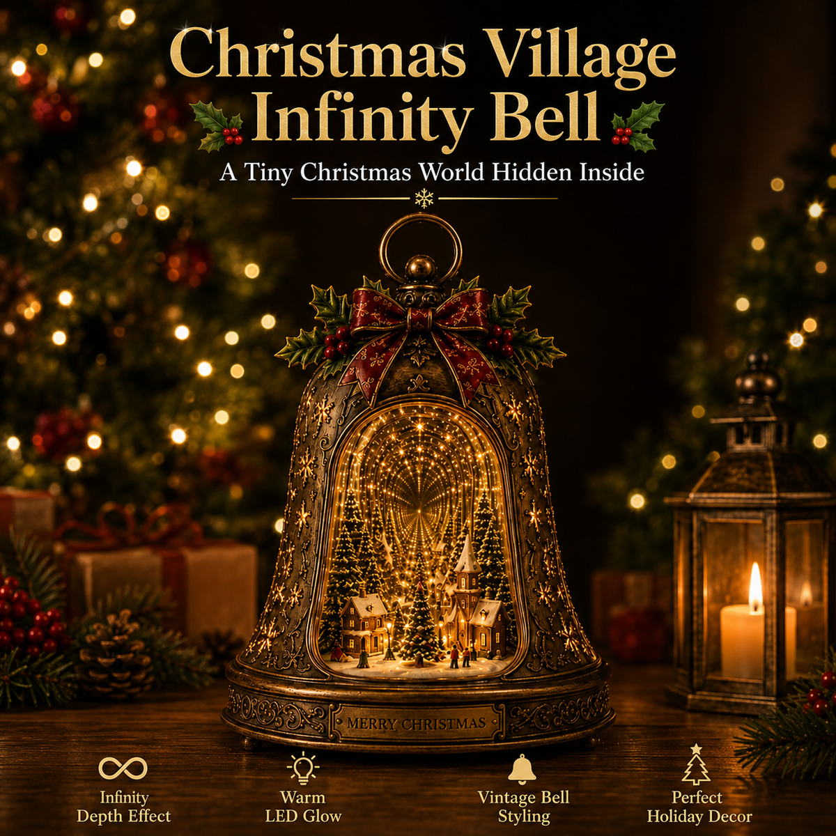 π Solar Christmas Bell Cascade Yard Light with Warm LEDs β¨