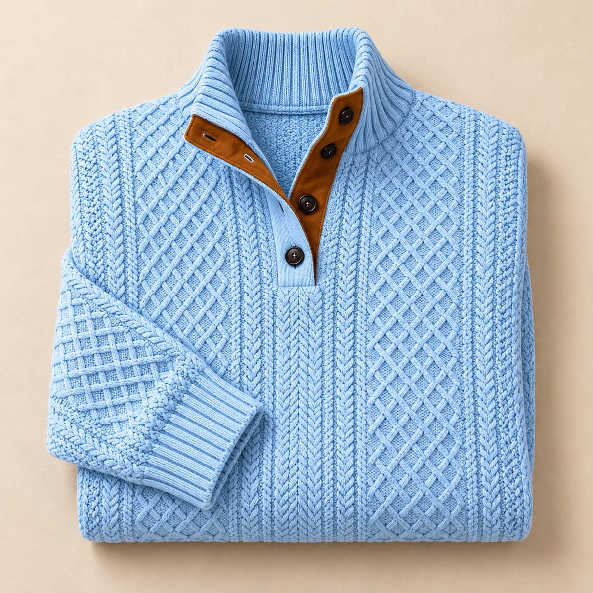 π Men's Henley Jacquard Knit Sweater β Soft Casual Fall & Winter Pullover