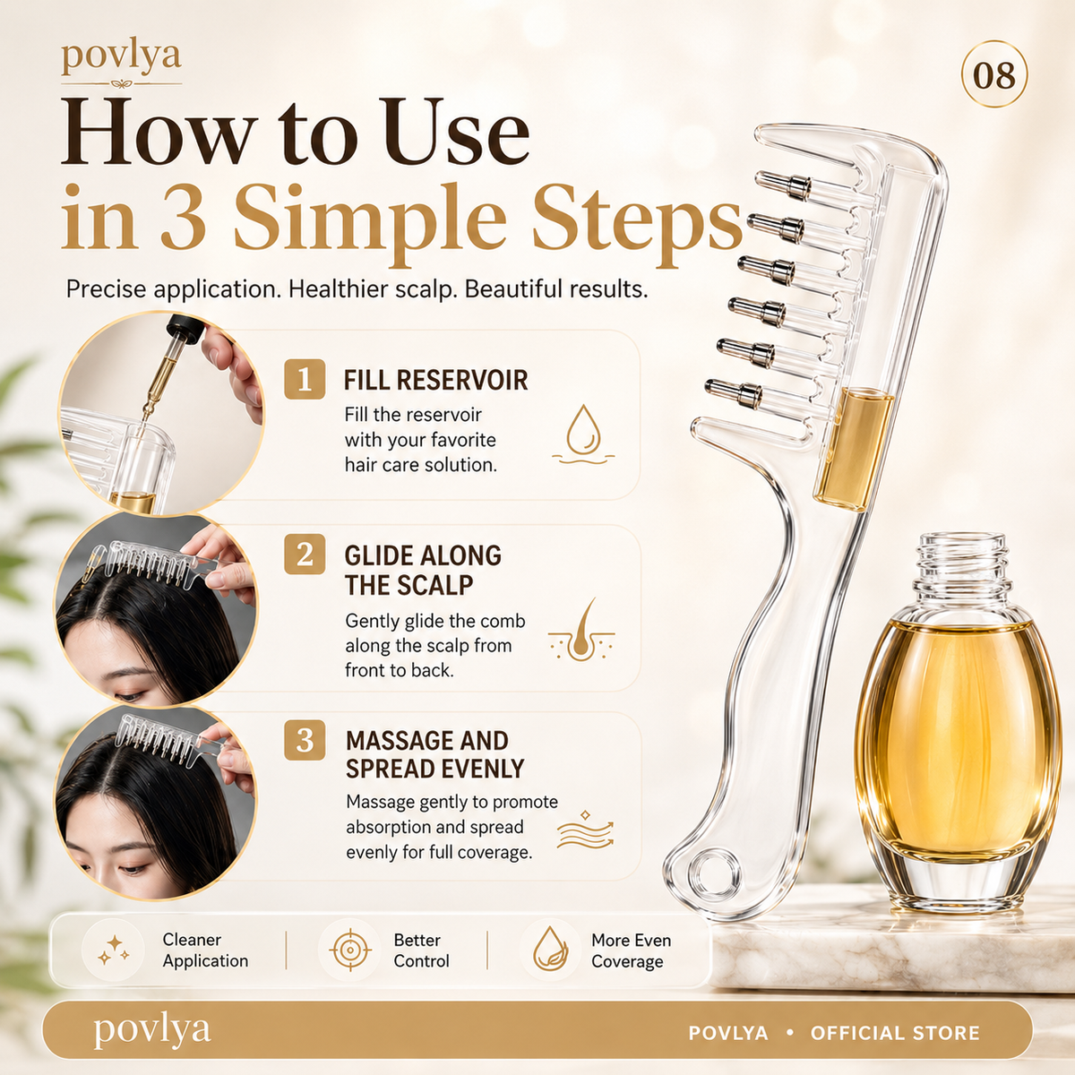 💧 Scalp Serum Applicator Comb – Refillable Oil Applicator