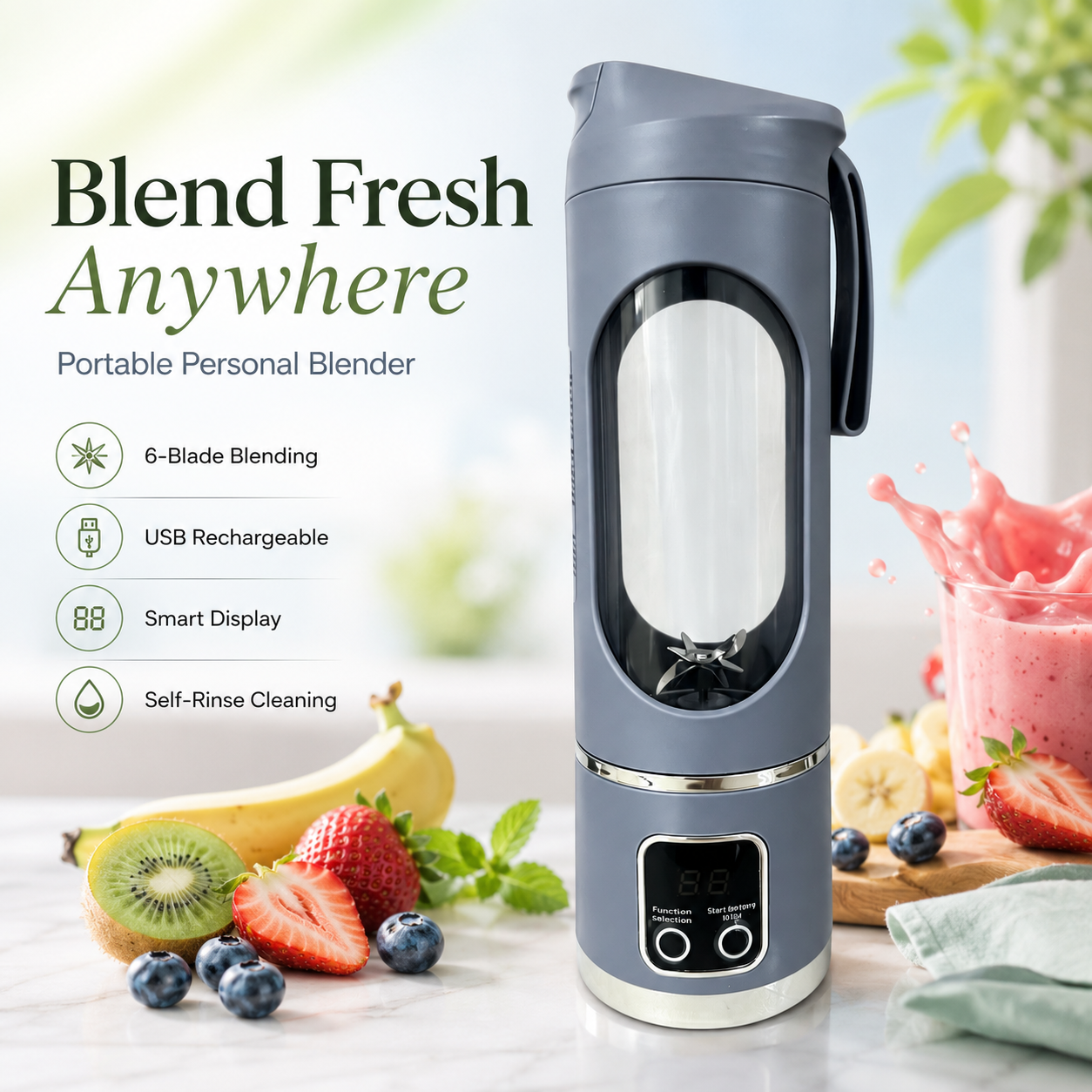 🥤 Portable Personal Blender | USB Rechargeable Smoothie Maker
