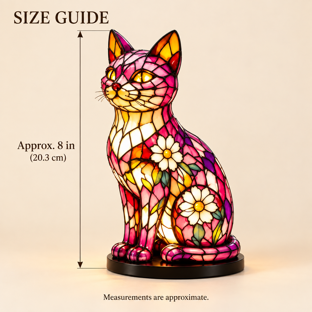 🌸🐱 Floral Mosaic Cat Lamp – A Warm Glow for Every Cat Lover’s Home