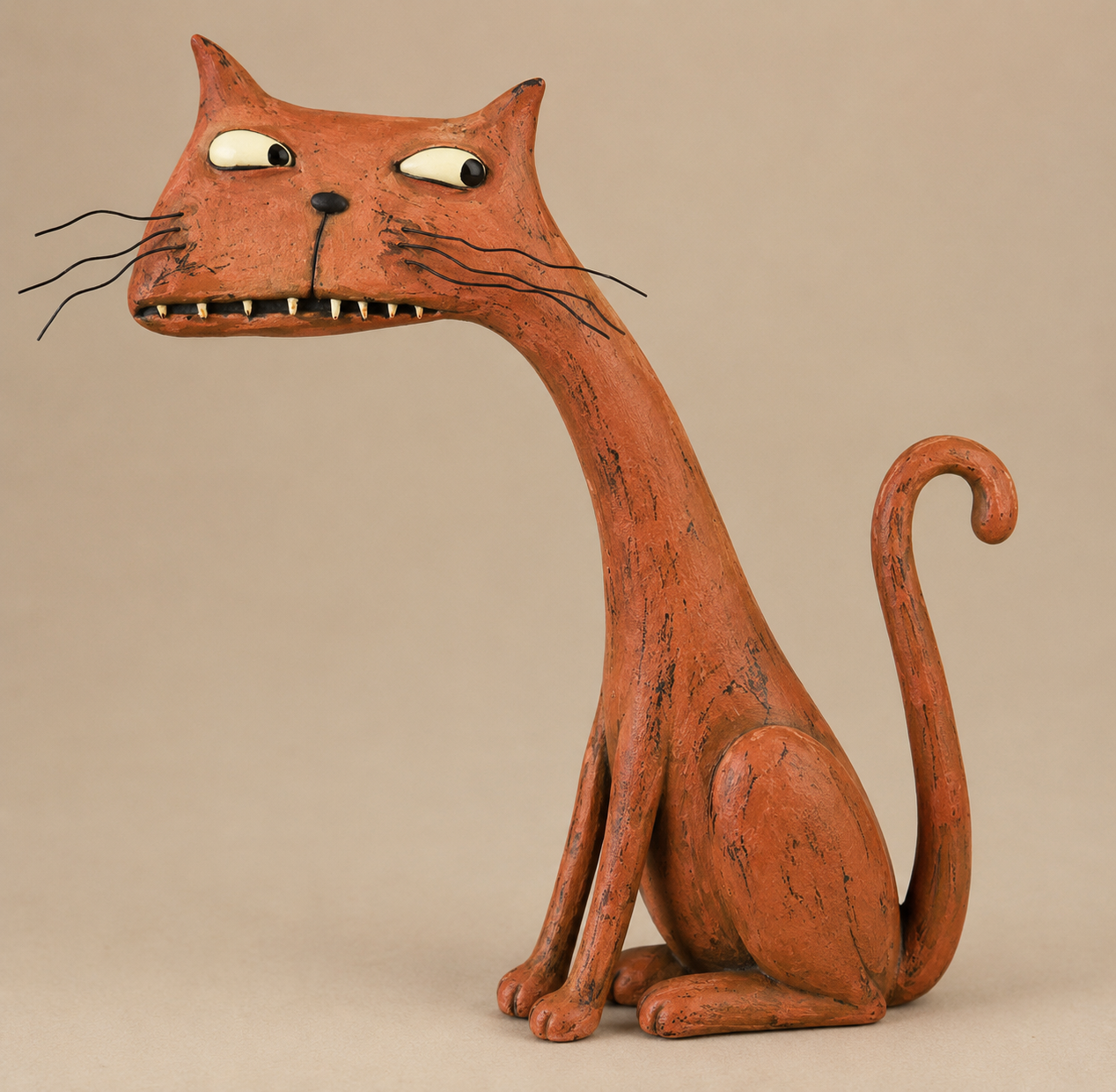 🐾 Whimsical Animal Figurine – Vintage Distressed Resin Cat & Mouse Decor ✨