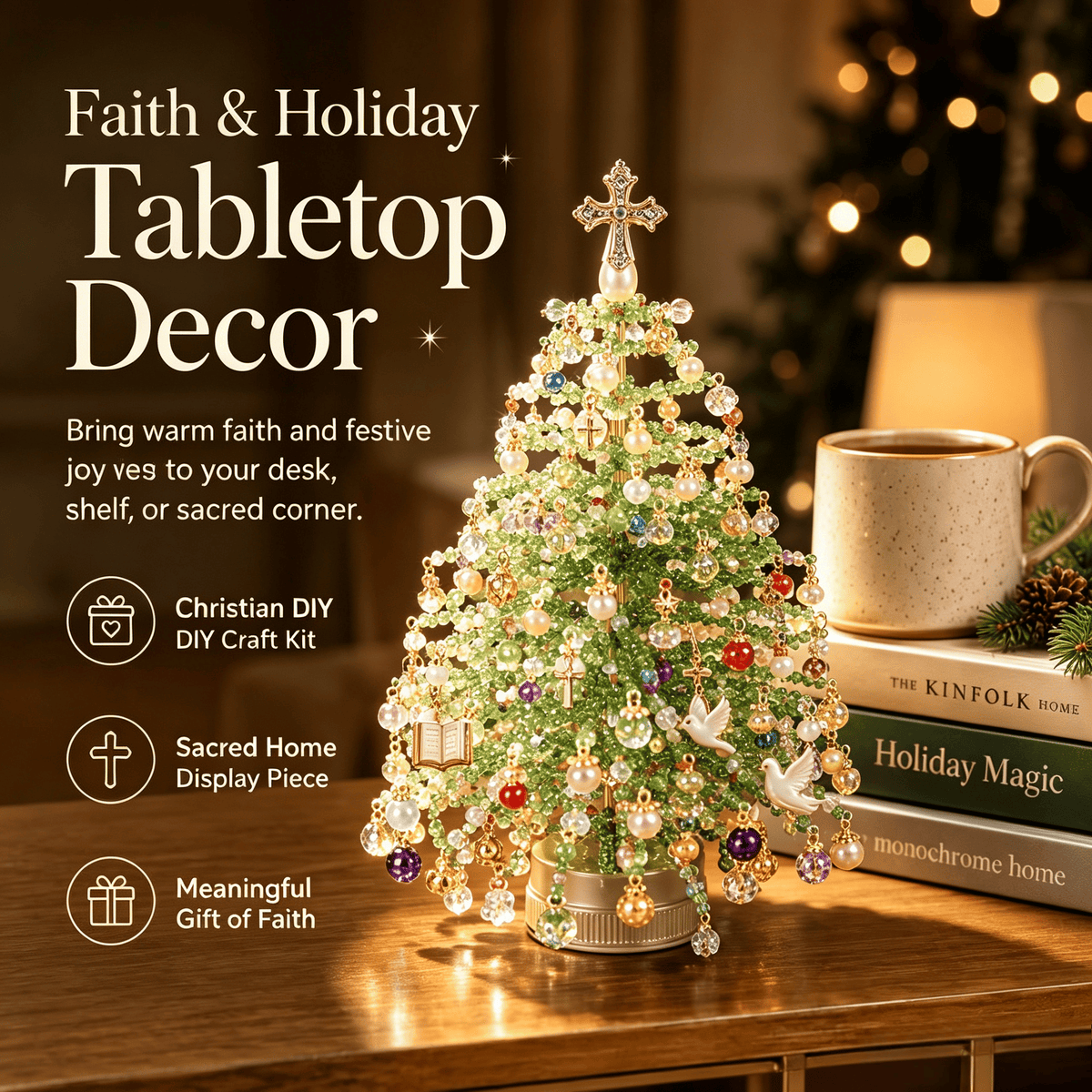🎄 DIY Beaded Christmas Tree Kit – Handmade Holiday Craft