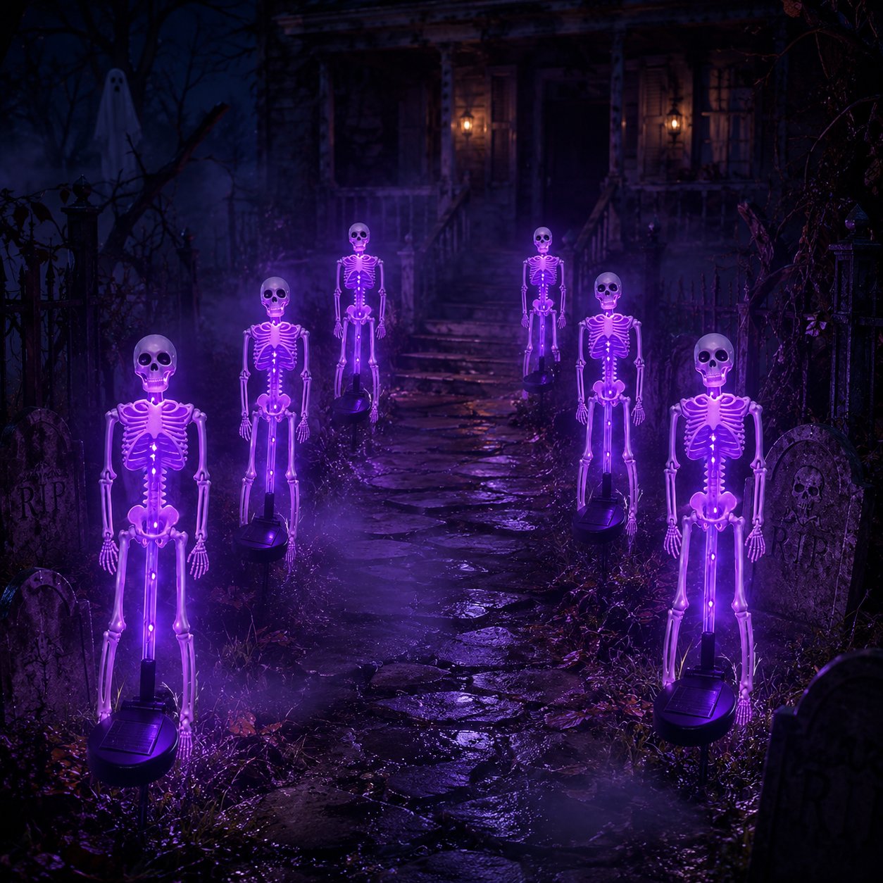 π Solar Light-Up Skeleton Yard Stake β Purple Glow Halloween Outdoor Decor π»