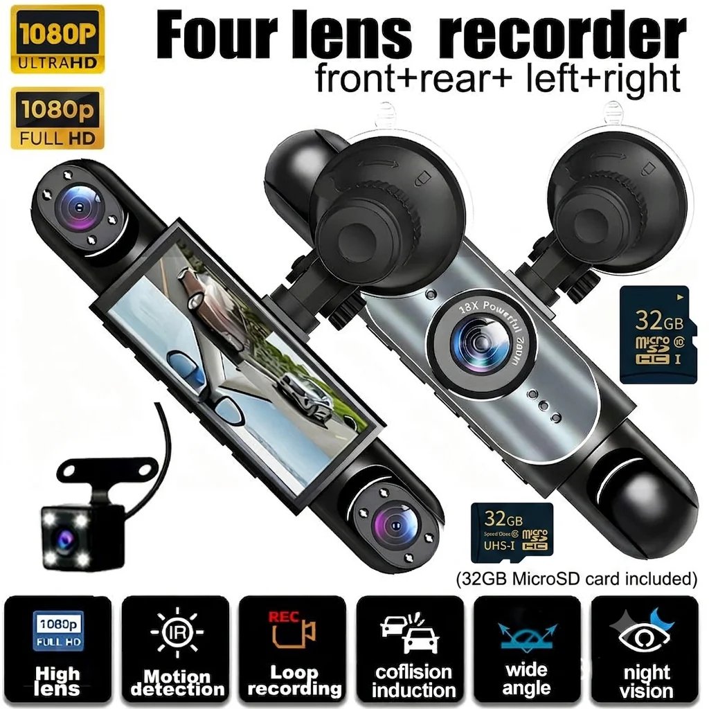 π 4-Channel 360Β° Dash Camera β Front, Rear, Side & Cabin Recording π‘οΈ