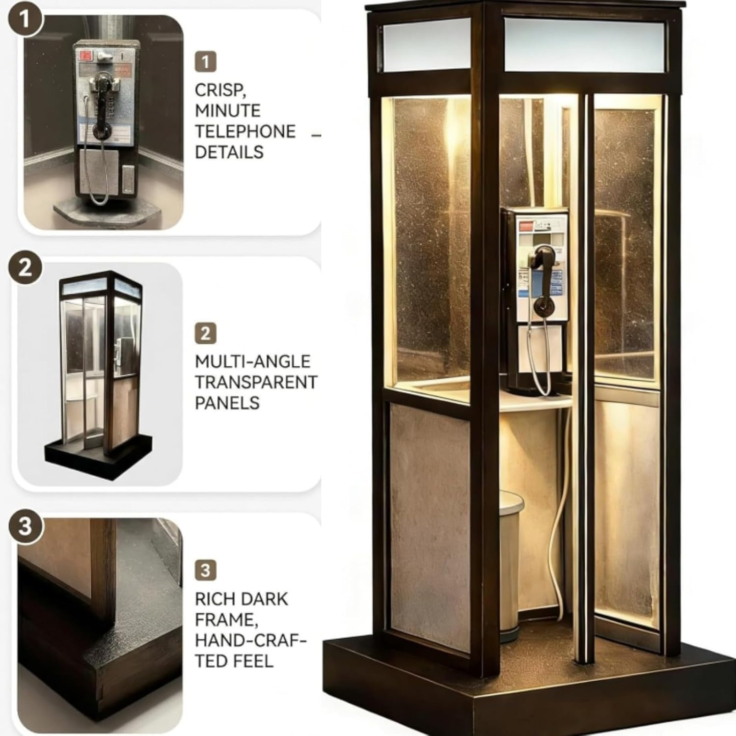 ☎️ Vintage Telephone Booth Lamp – 🏮 Warm LED Night Light with Retro Phone Details – Cozy Decor for Bedroom, Study & Office