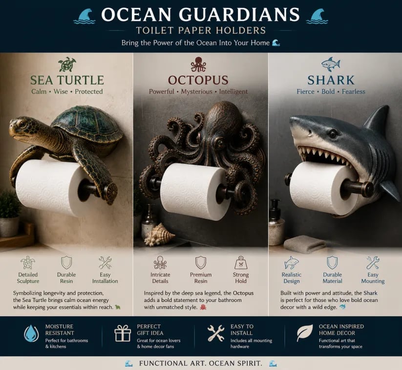 ๐ Buy 2 Get Free Shipping | ๐ Ocean Guardians 3D Resin Toilet Paper Holder๐ข๐๐ฆ