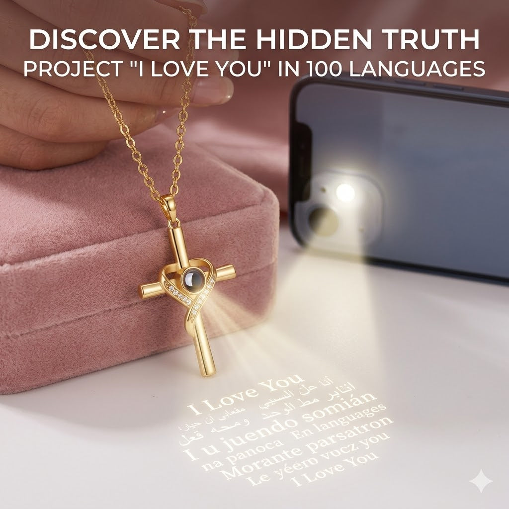 Avoto Cross Necklace with Bible Verse Engraving, Women's Projection Necklace