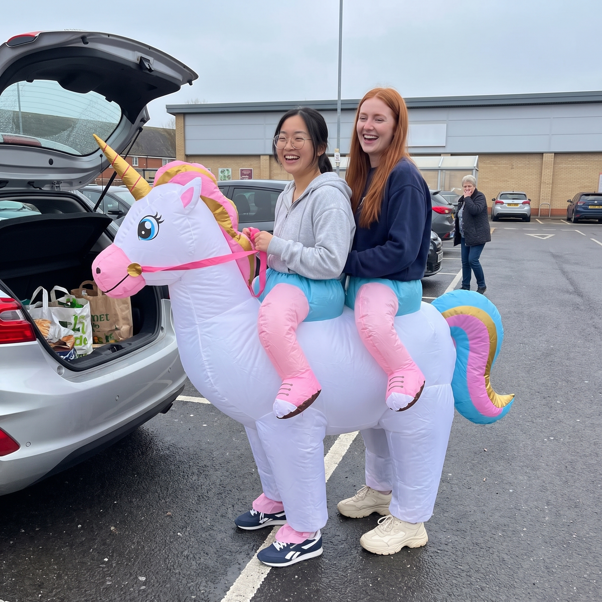 π¦ 2-Person Inflatable Unicorn Costume β 30-Second Duo Party Costume for Halloween, Best Friends & Events
