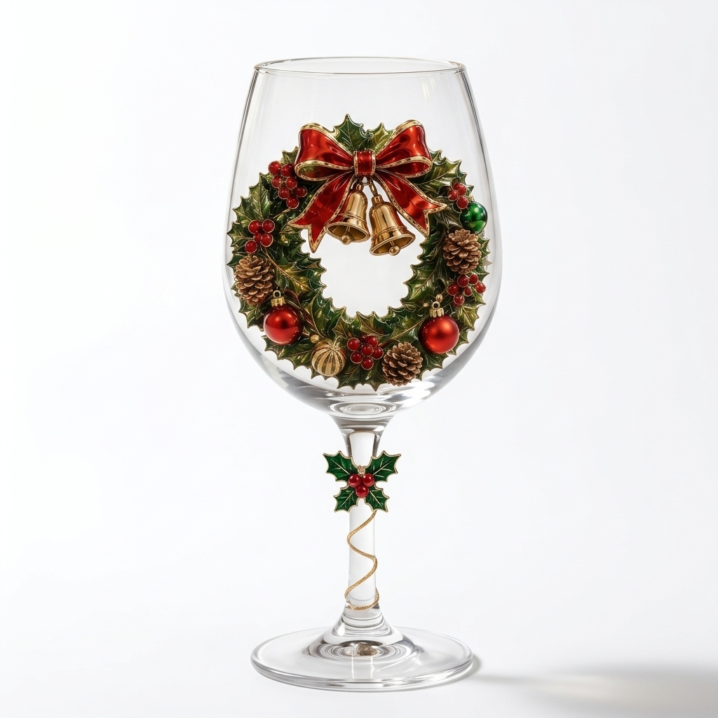 🎄 Set of 6 Christmas 3D Glass Goblets – Festive Holiday Drinkware Gift Set