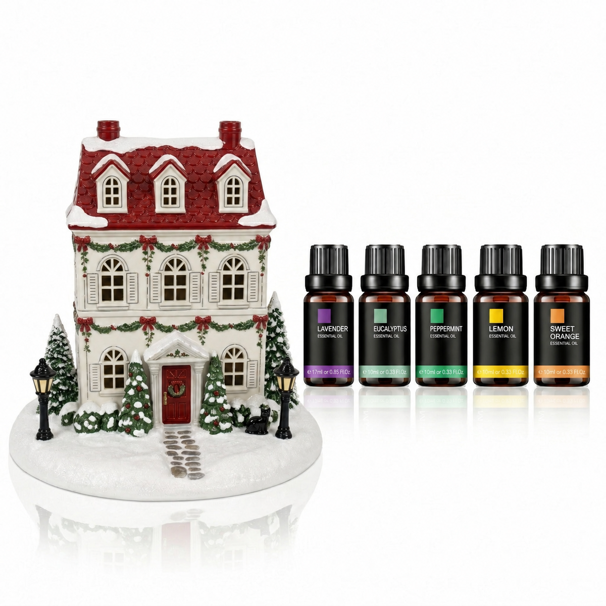 π Holiday House Aroma Diffuser π Chimney Mist & Color-Changing Lights