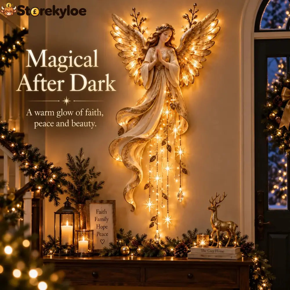 ✨Last Day 49% OFF✨Guardian Angel Starfall Cascade™ – Lighted Faith & Blessing Christmas Wall Decor✨