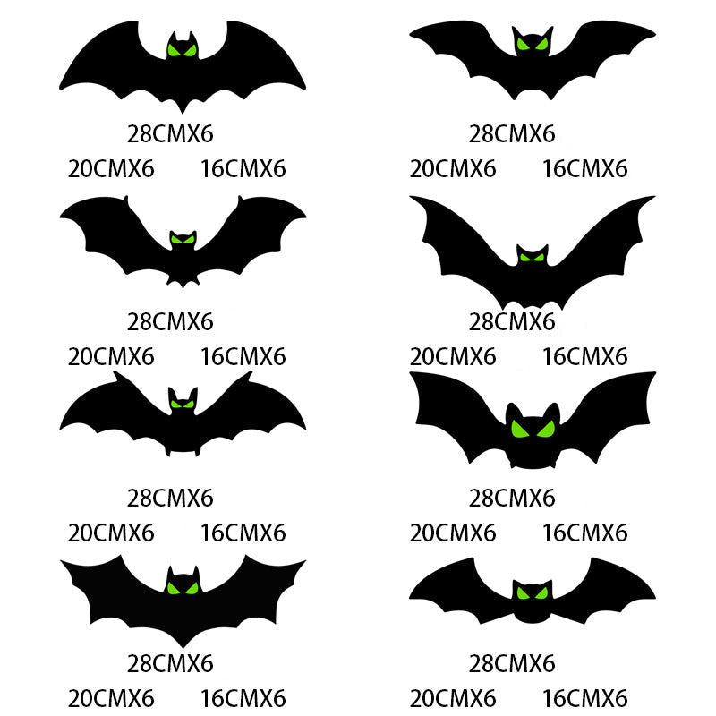 π¦ Halloween Glow Bat Wall Decals β 3D Haunted Party Decor Set