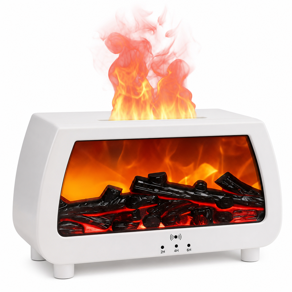 🔥 Simulated Fireplace Flame Essential Oil Diffuser - Ultrasonic Aromatherapy Humidifier 🕯️