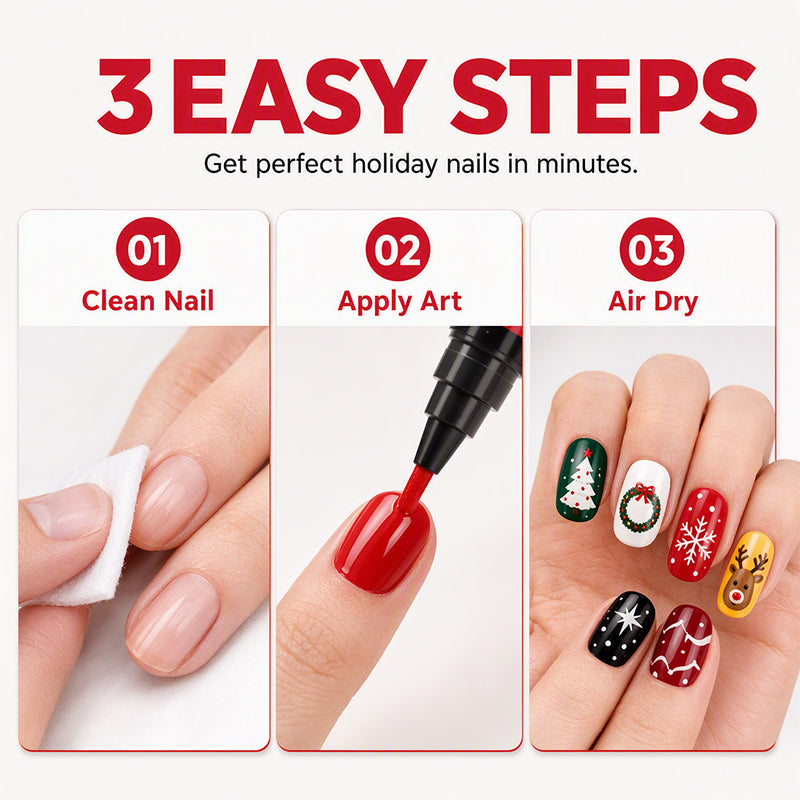 ππ
6-Color Christmas Nail Polish Pen Set β Easy Festive Nail Art at Home