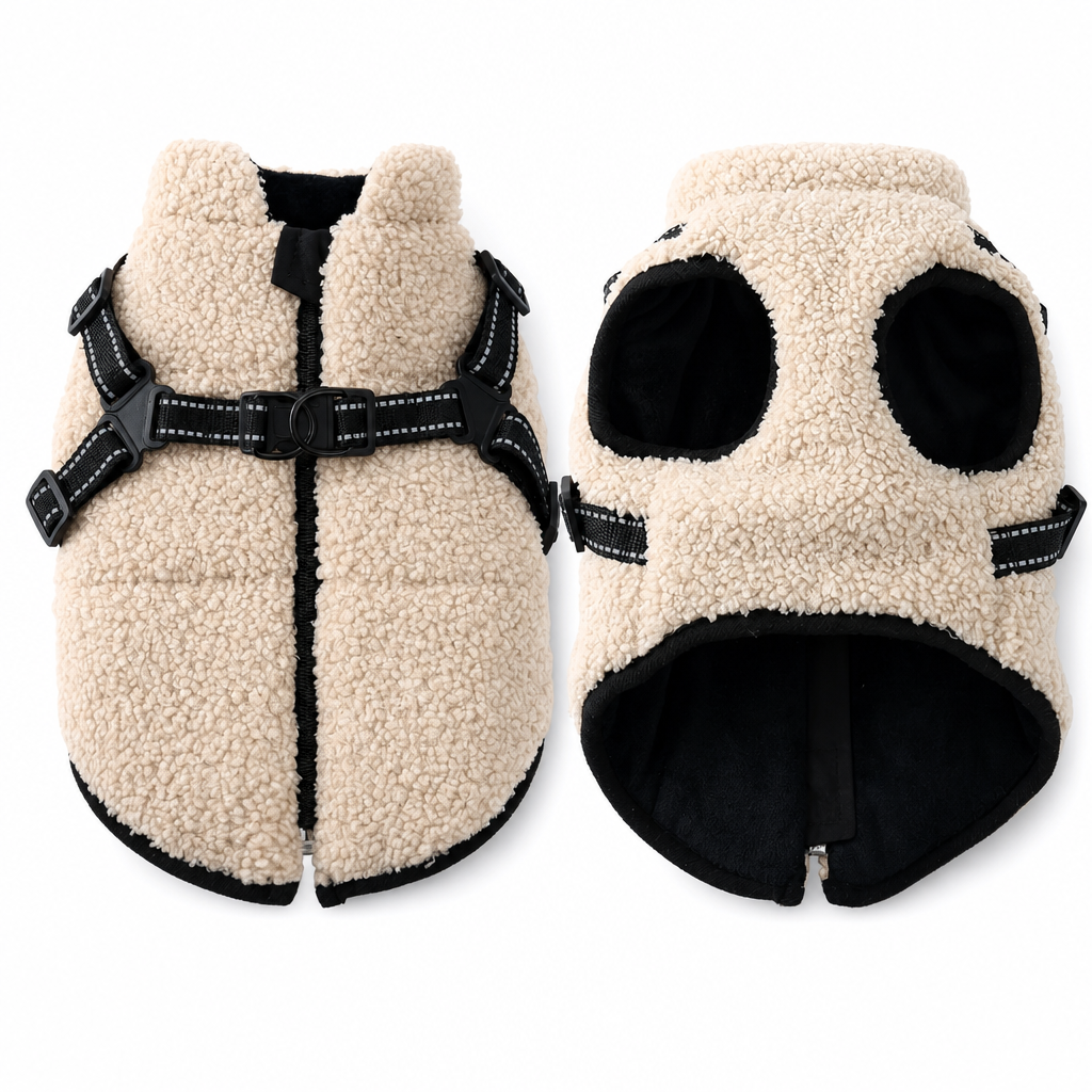 🐶 Warm Fleece Dog Harness Vest with Reflective Straps for Winter Walks 🧥